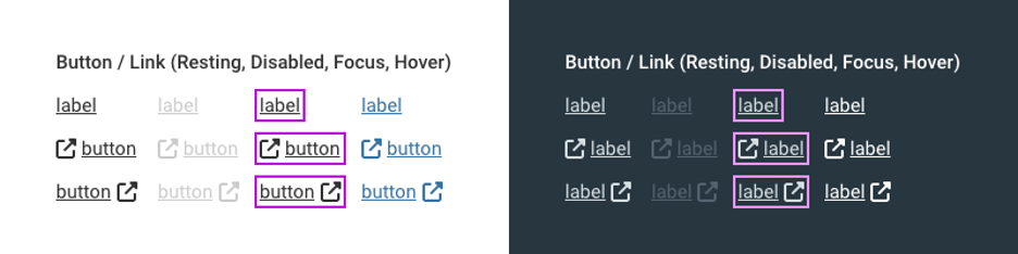 Dark and light mode focus examples from Cauldron