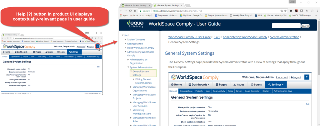 Figure 1: Contextually-Relevant, Page-Level Help Topic Example from WorldSpace Comply resources page