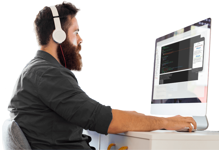 A developer performing accessibility testing using Deque tools