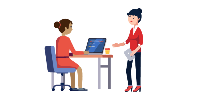 illustration of office workers discussing accessibility