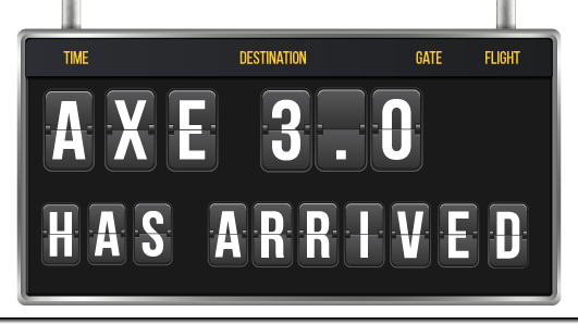 axe 3.0 has arrived illustration on airport sign