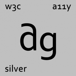a silver square marked up like a periodic element for silver ag w3c a11y