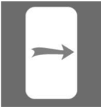 Image illustrating the direction and orientation of the right-swipe gesture on the phone.