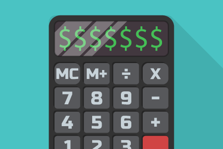 Illustration of a calculator with the dollar symbol