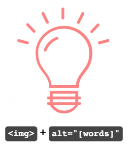 <img> + alt="[words]"