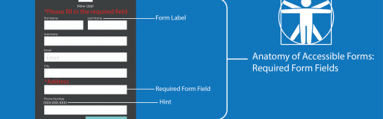 anatomy of accessible forms: required form fields, a form with a required label