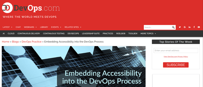 Screenshot of devops.com article