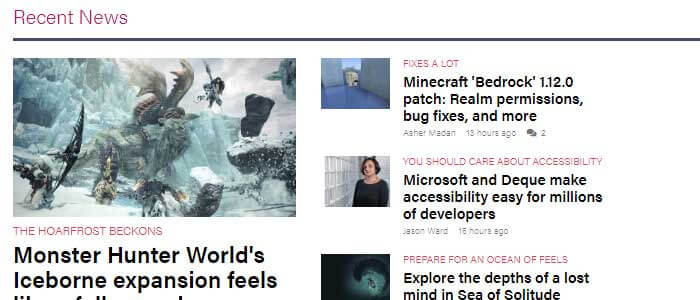 Screenshot of deque mention on Windows Central homepage