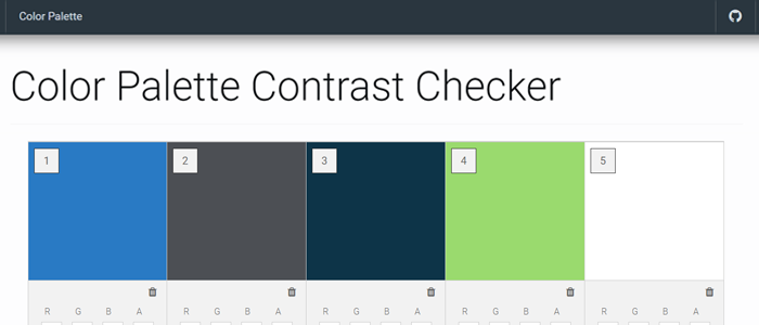 Screenshot of color palette contrast checker