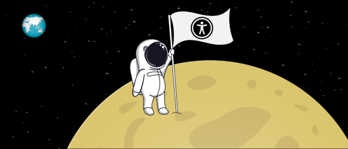 Man on moon with accessibility flag