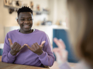 Rashad: A customer who is deaf and using sign language