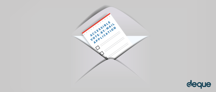 Illustration of an accessible vote-by-mail document in an envelope