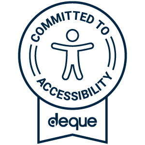 Accessibility icon paired with the Deque logo and the text "Committed to Accessibility"