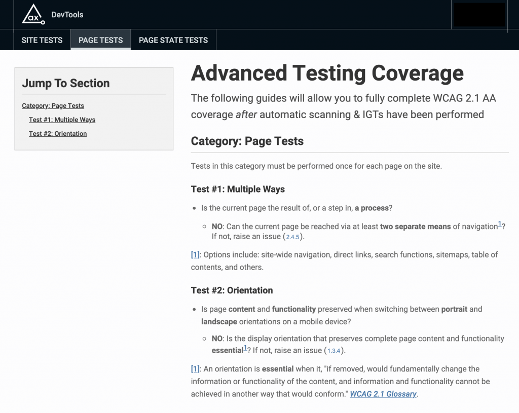 Screenshot of "Page Tests" to help you with advanced testing coverage.