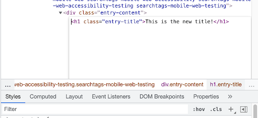 A screen capture of the Google Chrome element inspector showing open textbox with HTML markup ready to be edited.