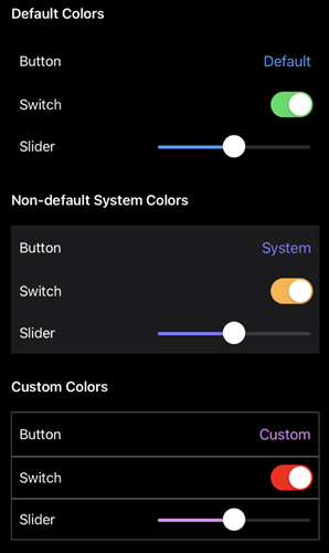 Display & Test Size setting high contrast state in dark mode