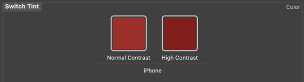 Switch Tint examples comparing normal and high contrast