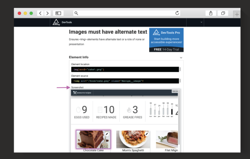 axe DevTools Screenshotting Functionality