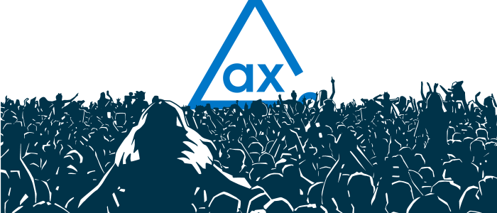 The axe logo in front of thousands of cheering fans