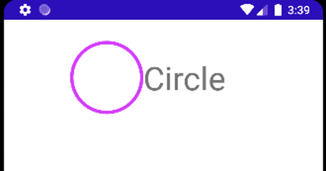 Screenshot of Android Emulator in which a Purple Circle is drawn before the text Circle