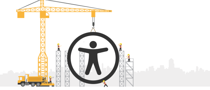 Construction crane building the universal accessibility symbol