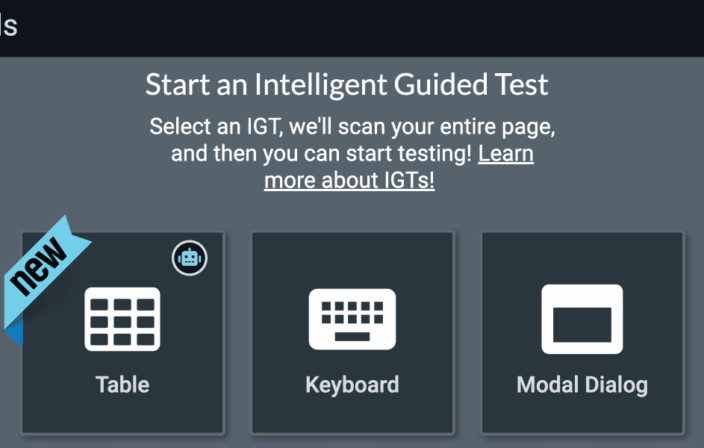 axe DevTools extension release Table IGT