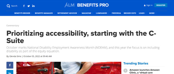 Screenshot of the Benefits Pro article headline