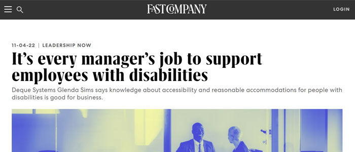 Screenshot of the Fast Company article headline