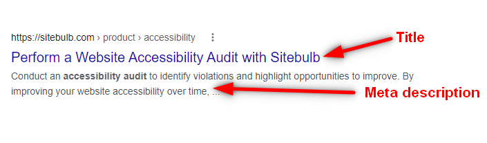 Title and meta description in the search resultsTitle and meta description in the search results