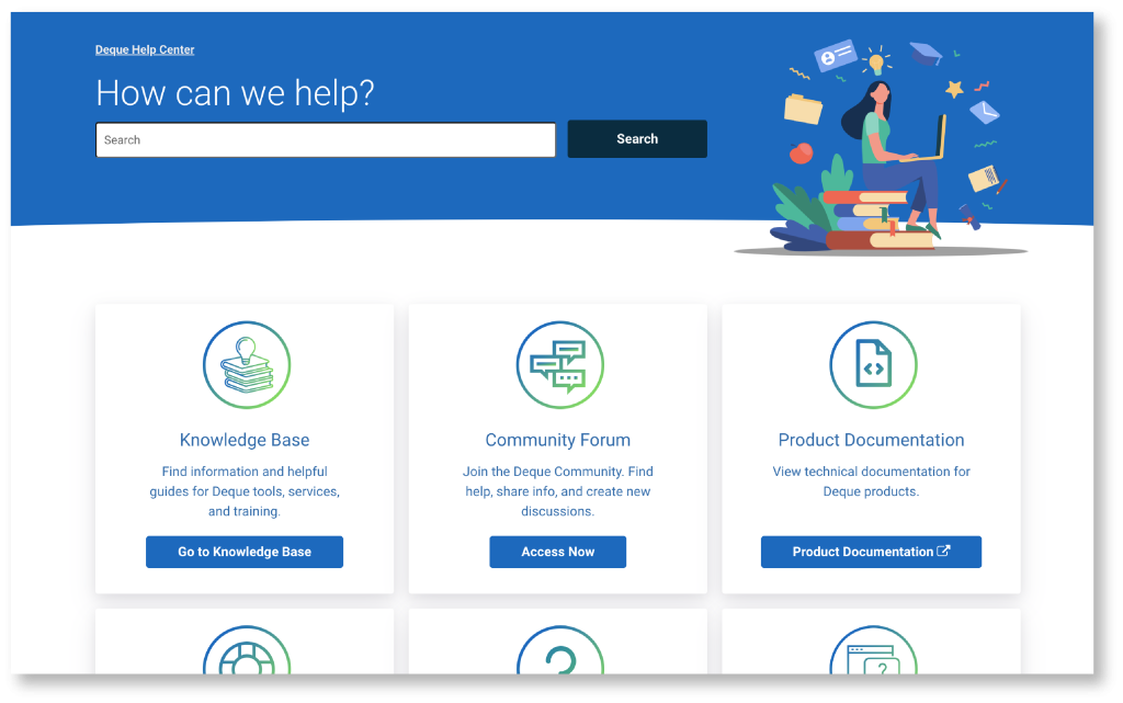 The support portal home page.
