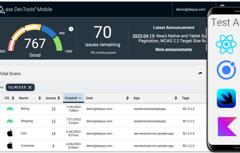 axeDevTools next gen mobile blog announcement logos