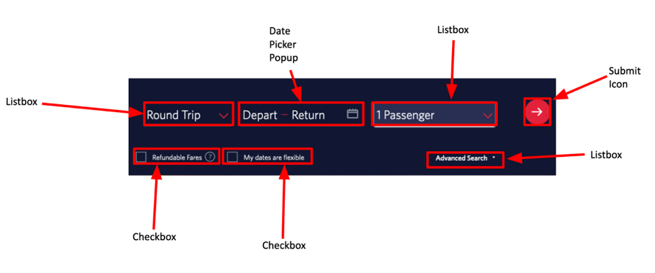 Screenshot of flight checkout labelled by computer vision