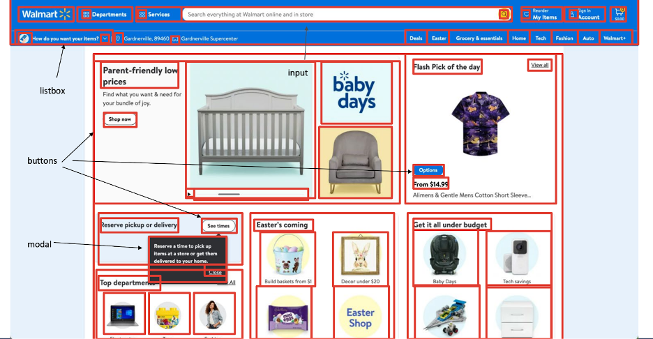Walmart homepage labelled by ML