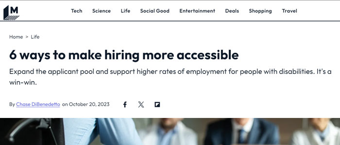 Mashable piece on 6 ways to make hiring more accessible