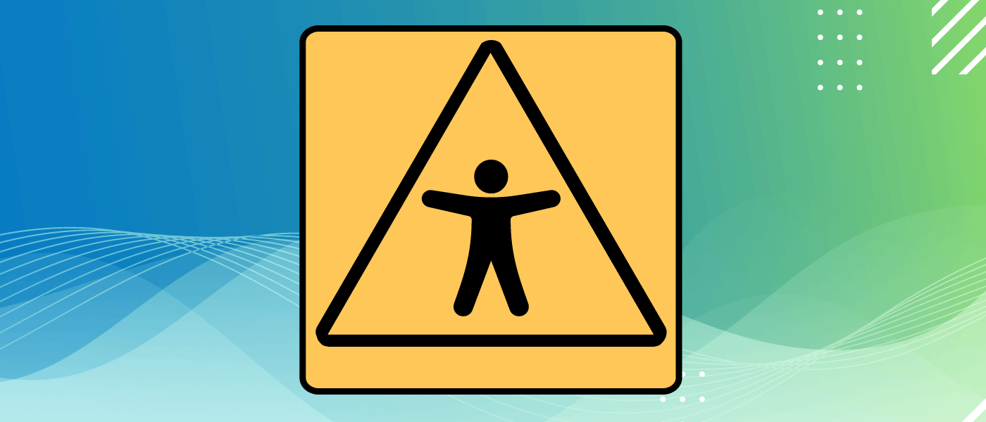 A yield sign with the accessibility icon in the middle