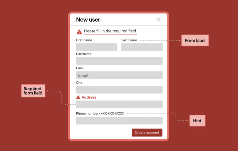 A form, with Required field labels