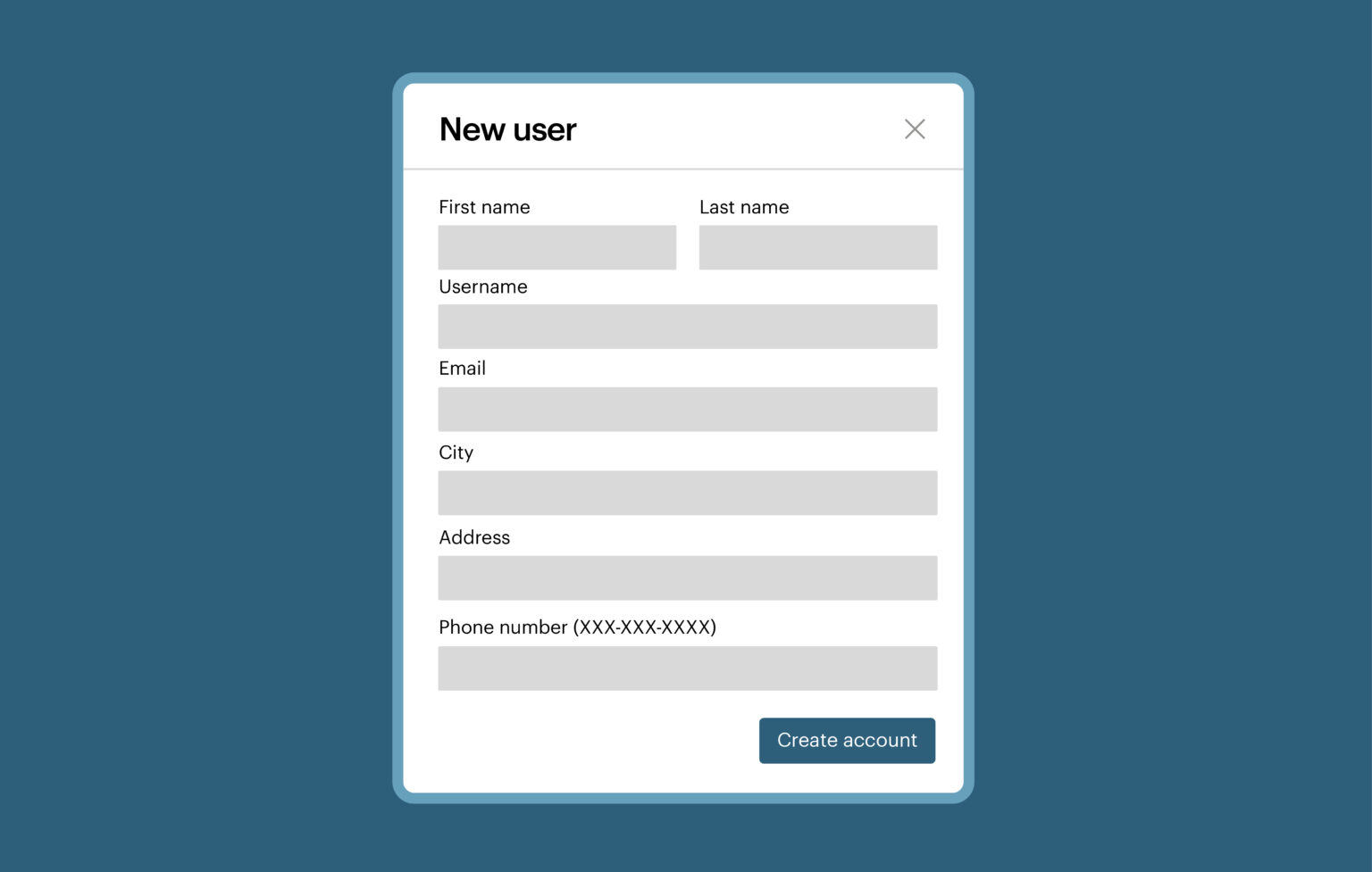 A form mock-up with common form fields