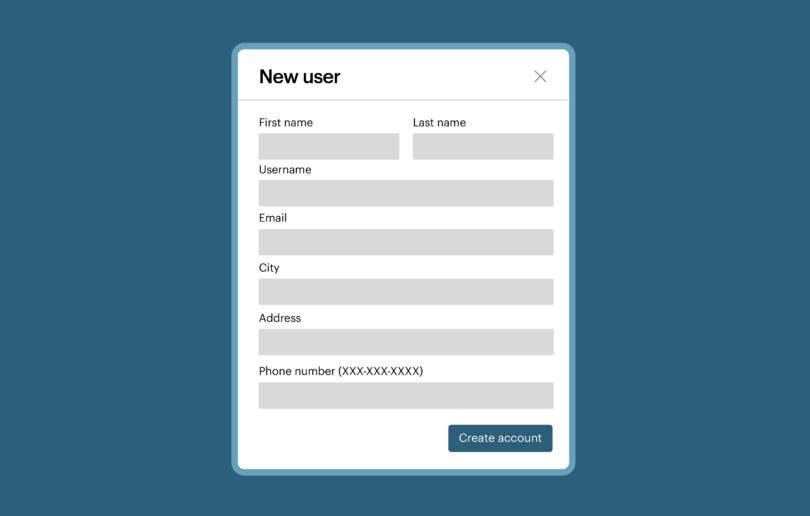 A form mock-up with common form fields