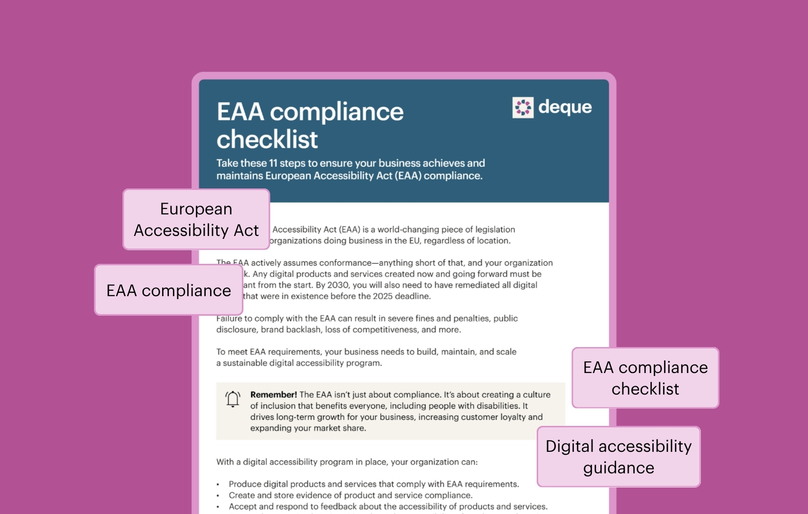 EAA Checklist thumbnail, with the text European Accessibility Act and EAA compliance.