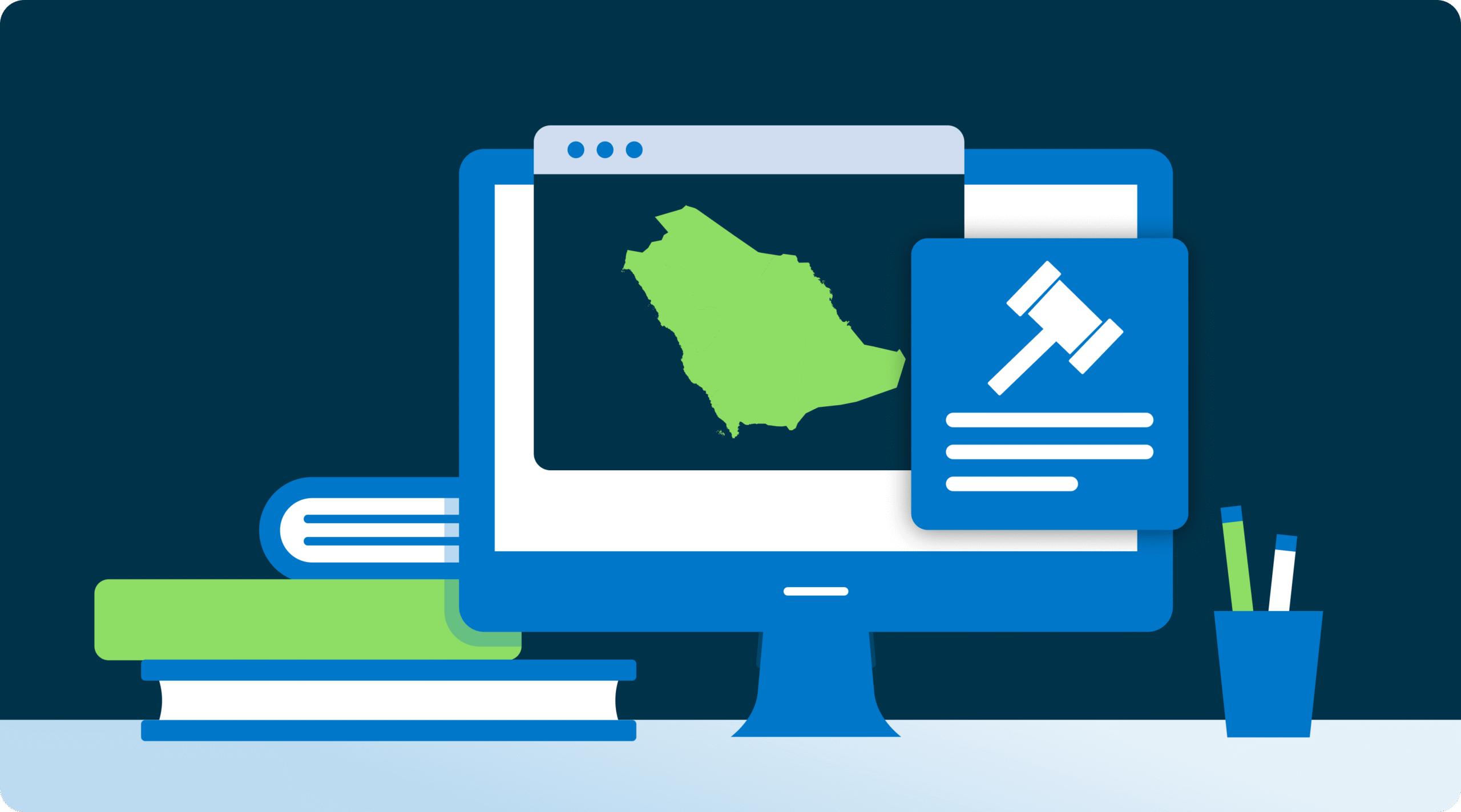 Saudi Arabia map illustration on a desktop screen