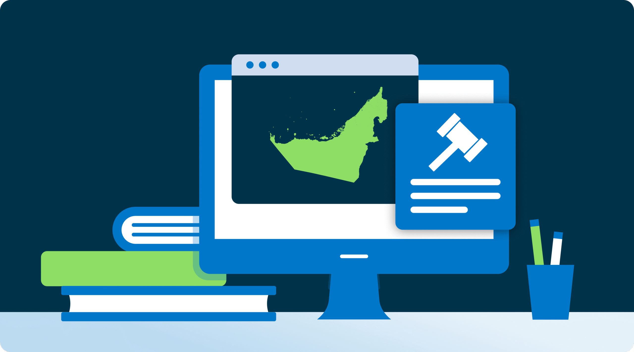 UAE map illustration shown on a desktop screen