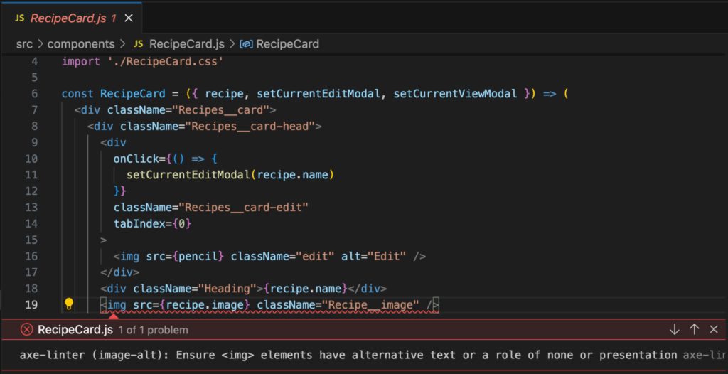axe DevTools Linter picking up an alt tag violation