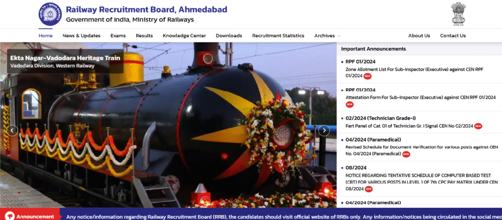 RRB Website Screenshot