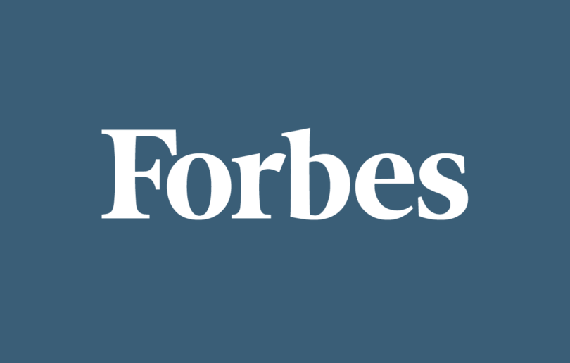 Forbes logo on a blue background.