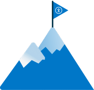 Illustration showing mountains and a flag on top of it.