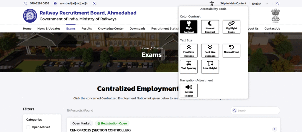 RRB Website Screenshot