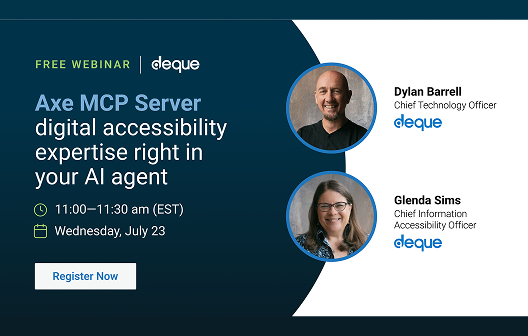 Webinar with title Axe MCP Server, digital accessibility expertise right in your AI agent.