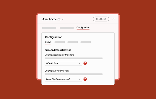 Axe Account configuration settings, depicting that you can choose rules and issues settings.