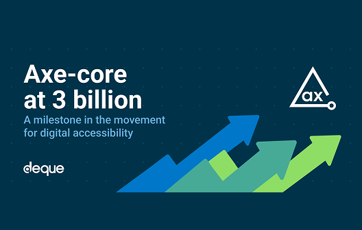 Blog with title that says Axe-core at 3 billion, a milestone in the movement for digital accessibility.