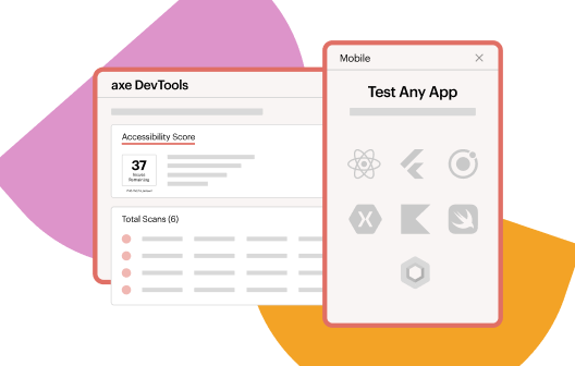 Illustration of Axe DevTools browser extension window and mobile analyzer